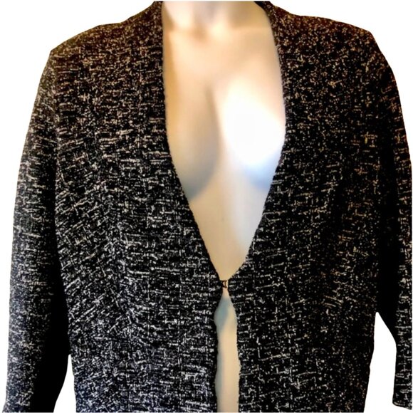 RACHEL ROY Tweed Knit Mixed Media Jacket Top - Picture 5 of 14
